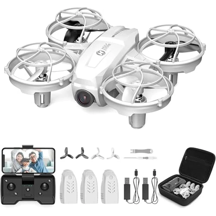 Holy Stone HS420 Mini Drone with 1080P HD FPV Camera for Kids Adults Beginners, Pocket RC Quadcopter with 3 Batteries,Toss to Launch,Gesture Selfie, Altitude Hold, Circle Fly, White by Holy Stone - Image 1