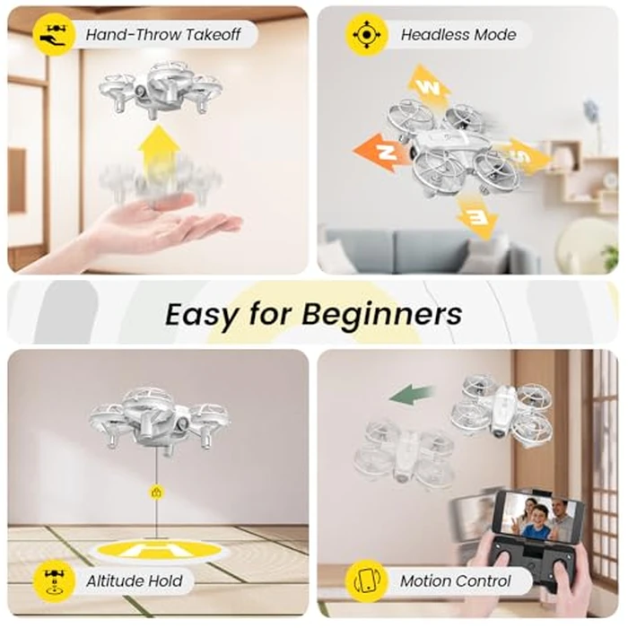 Holy Stone HS420 Mini Drone with 1080P HD FPV Camera for Kids Adults Beginners, Pocket RC Quadcopter with 3 Batteries,Toss to Launch,Gesture Selfie, Altitude Hold, Circle Fly, White by Holy Stone - Image 4