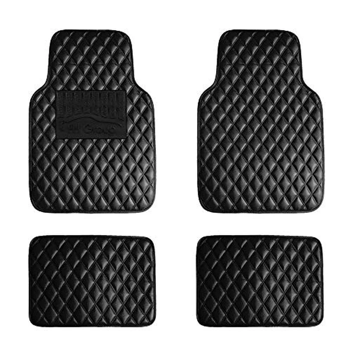 FH Group F12002BLACK Luxury Universal Fit All Season Protection Heavy Duty Faux Leather Black Automotive Floor Mats fits Most Cars, SUVs, and Trucks by FH Group - Used - Very Good condition