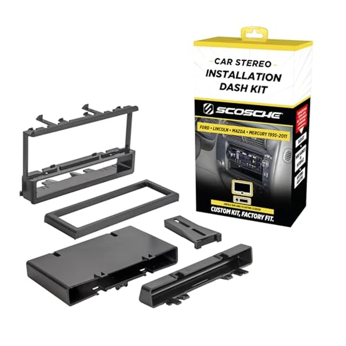 Scosche FD1327B Single DIN Dash Kit Compatible with Select 1995-11 Ford, Lincoln, Mazda and Mercury Vehicles - Car Stereo Install Kit - Single DIN Only - See Fit Guide in Images to Verify Your Vehicle by Scosche - Used - Acceptable condition - US$11.79