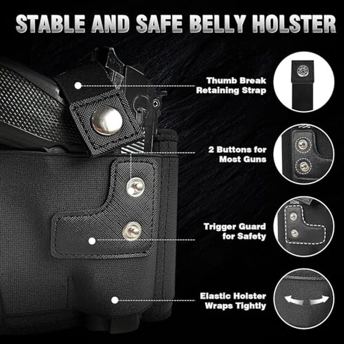 Mostcomtac Belly Band Holster for Men & Women - Comfortable Carry Gun Holster with Breathable Neoprene, Fits Glock 17-43X, Taurus, Ruger LCP, S&W M&P Shield for Most Pistols and Revolvers by Mostcomtac - Image 4