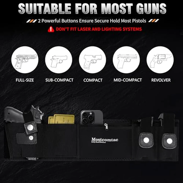 Mostcomtac Belly Band Holster for Men & Women - Comfortable Carry Gun Holster with Breathable Neoprene, Fits Glock 17-43X, Taurus, Ruger LCP, S&W M&P Shield for Most Pistols and Revolvers by Mostcomtac - Image 5