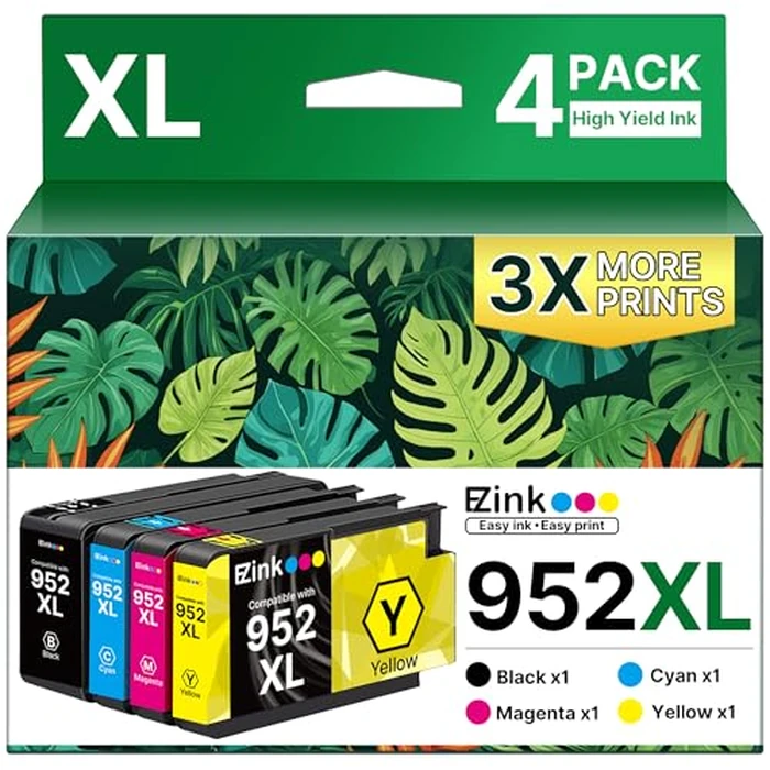 E-Z Ink 952XL Ink Cartridges Combo Pack 4 Pack Compatible for HP 952 XL 952XL Ink Cartridge Latest Upgrade to Use with HP Officejet Pro 8710 7740 8720 8210 8715 8740 8725 (Black Cyan Magenta Yellow) by E-Z Ink - Used - Like New condition - US$25.93