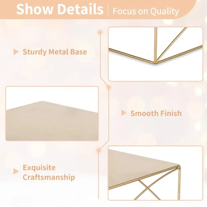 NUPTIO Cake Stand Cupcake Display: Metal Dessert Pedestal Stands 21CM Food Riser Gold candy Display holder for Wedding Party Christmas Birthday Kitchen Table Baby Shower Square Buffet Plant Stand by NUPTIO - Image 6