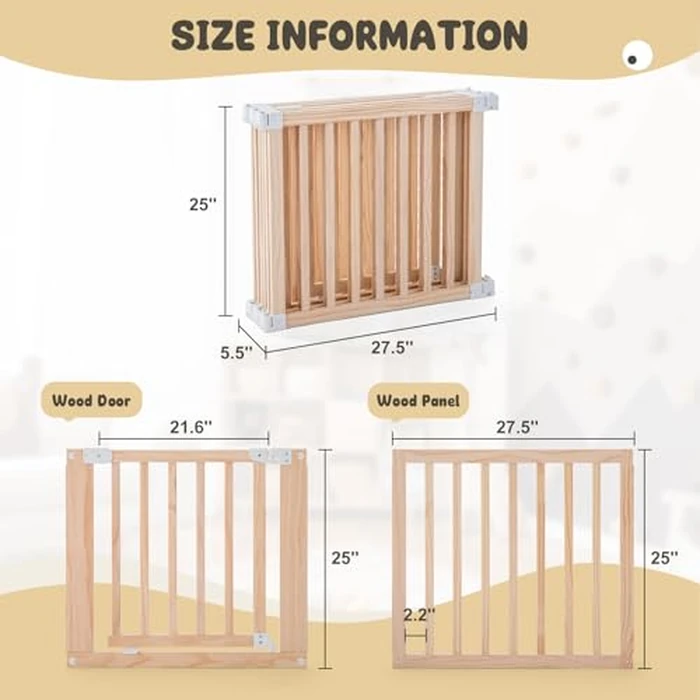 Gewitt Foldable Wooden Playpen, Large Baby Wood Playpen with Locking Gate for Babies and Toddler 1-3 Year, Portable Play Yard for Activity Center Indoor Outdoor (Wood, 6 Panel) by Gewitt - Image 8