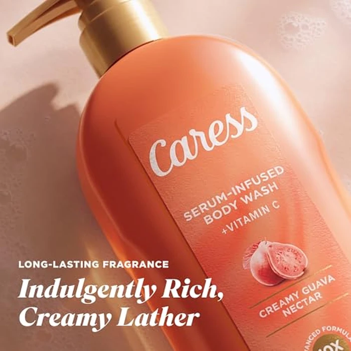 Caress Creamy Guava Nectar Moisturizing Body Wash with Pump, Serum-Infused Formula with Vitamin C, Fruity Citrus Woody Long Lasting Fragrance, Dermatologist Tested, 20 fl oz (4 Pack) by Caress - Image 7