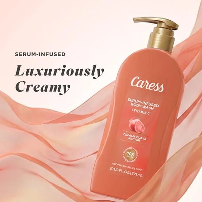Caress Creamy Guava Nectar Moisturizing Body Wash with Pump, Serum-Infused Formula with Vitamin C, Fruity Citrus Woody Long Lasting Fragrance, Dermatologist Tested, 20 fl oz (4 Pack) by Caress - Image 9