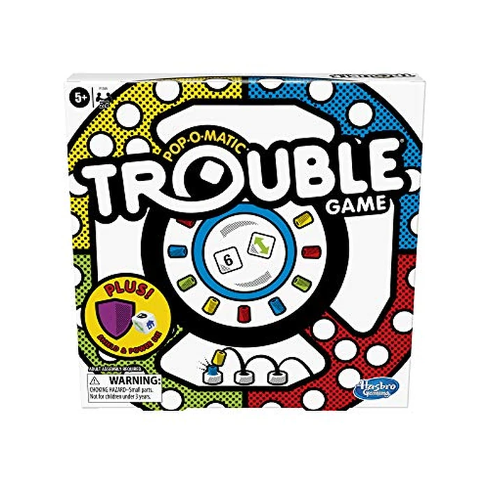 Hasbro Trouble Board Game Pop-o-Matic Dice Roller Includes Power Die and Shield to Amp Up The Fun, Game for Kids Ages 5 and Up, 2-4 Players, English (Amazon Exclusive), F1358 by Hasbro Gaming - Image 1