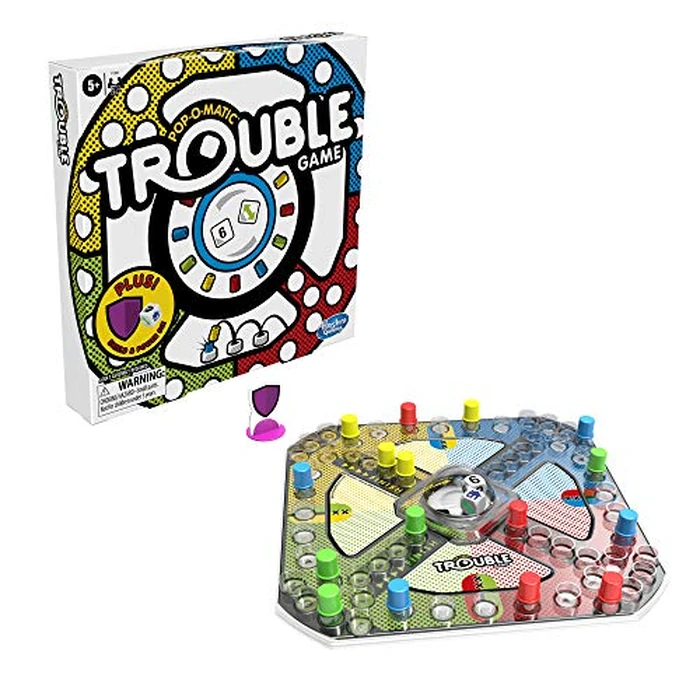 Hasbro Trouble Board Game Pop-o-Matic Dice Roller Includes Power Die and Shield to Amp Up The Fun, Game for Kids Ages 5 and Up, 2-4 Players, English (Amazon Exclusive), F1358 by Hasbro Gaming - Image 4