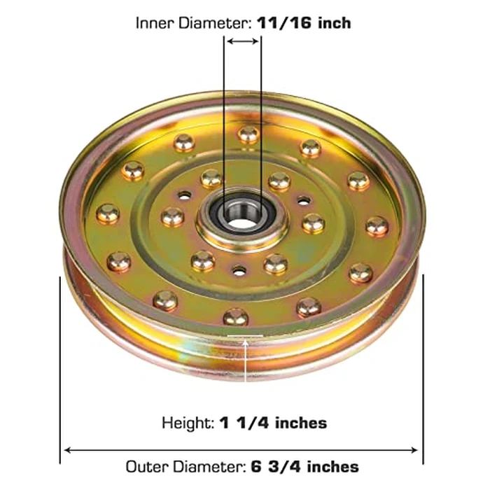 ILONPA 1-633109 Flat Idler Pulley for Exmark Toro 116-4667 126-7685 for Lazer Z AS AC HP Toro Z Master 52 60 72 inch Deck (2 Pack) by ILONPA - Image 2