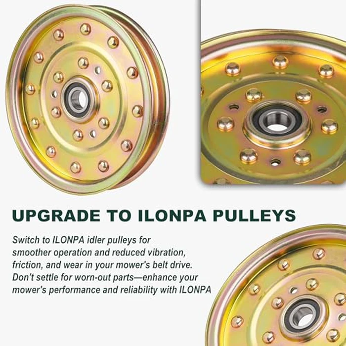 ILONPA 1-633109 Flat Idler Pulley for Exmark Toro 116-4667 126-7685 for Lazer Z AS AC HP Toro Z Master 52 60 72 inch Deck (2 Pack) by ILONPA - Image 3