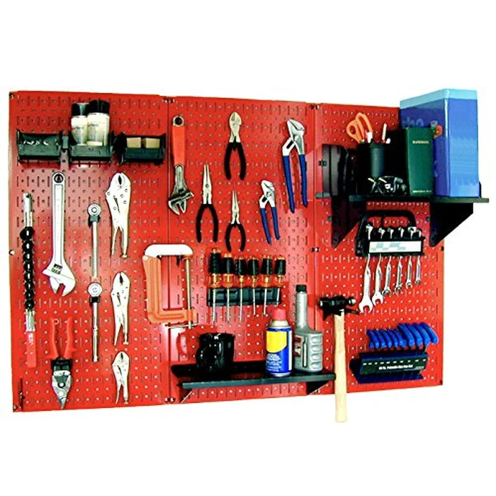 Wall Control 30-WRK-400RB Standard Workbench Metal Pegboard Tool Organizer,Red/Black by Wall Control - Used - Like New condition