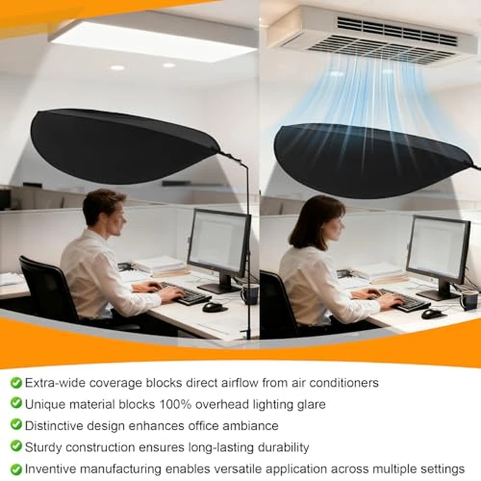 Office Cubicle Desk Shade，Portable Cubicle Light Shield and Office Shade to Block Overhead Light，Adjustable Desk Shade for Cubicle to Block Light & Reduce Glare - Essential Office Accessories（Black） by P Polerden - Image 4