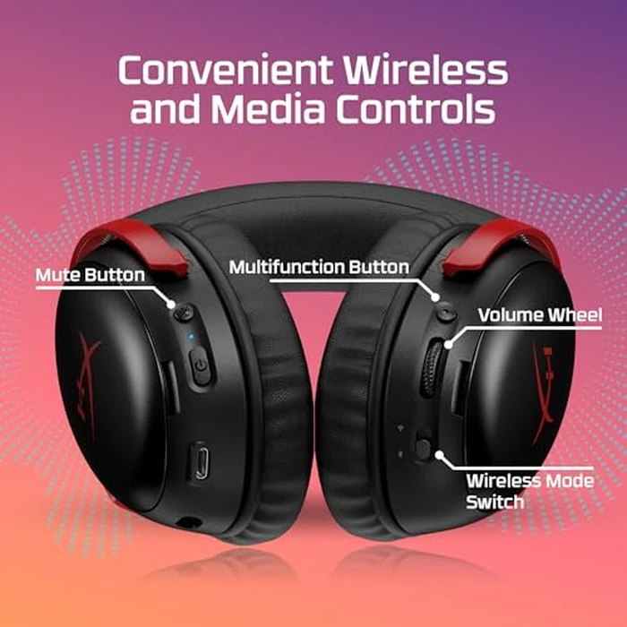HyperX Cloud III S - Wireless Gaming Headset for Multi-Platform, 2.4GHz, Bluetooth, Battery Life up to 120 Hours 2.4GHz / 200 Hours Bluetooth, 53mm Angled Drivers, Detachable Mic - Black by HyperX - Image 8