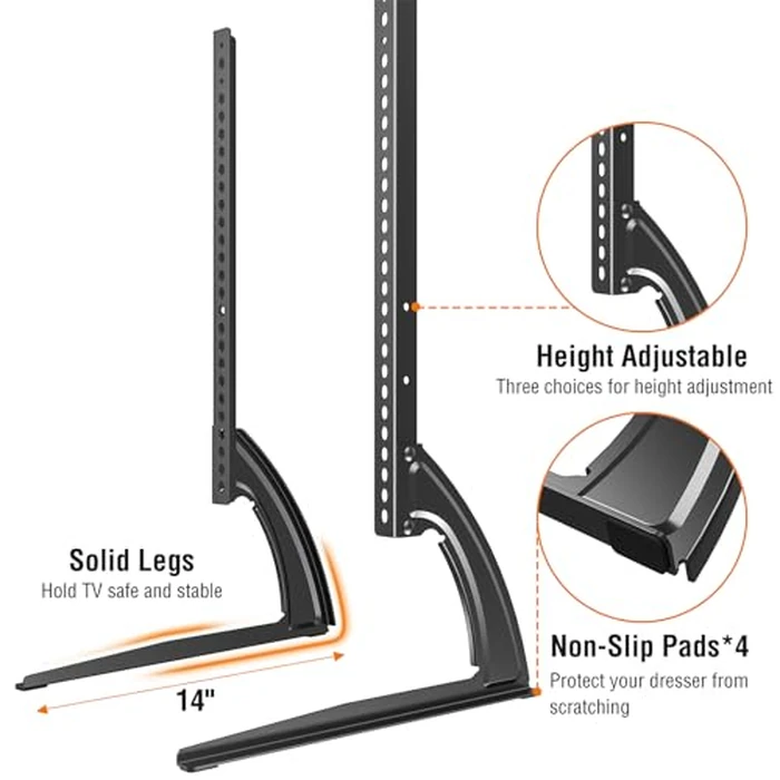 ELIVED Universal Table Top TV Stand for Most 27 to 55 inch LCD LED Plasma Flat Screen TVs, TV Base Height Adjustable Leg Stand Holds up to 88 lbs, VESA up to 800x400mm, YD1014 by ELIVED - Image 4