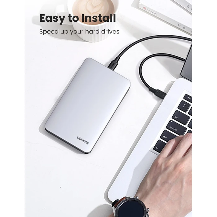UGREEN USB C Hard Drive Enclosure, Tool-Free 2.5 Inch External SSD Enclosure USB 3.1 Gen 2 Type C to SATA HDD Case Designed for SATA III II I Up to 6TB, Support UASP, Aluminum Case Heatsink by UGREEN - Image 8