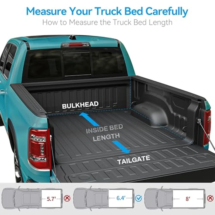 LEDKINGDOMUS Low-Profile Hard Quadfold Truck Bed Tonneau Cover Fits for Dodge Ram 1500 2009-2024, Fit for Dodge Ram 2500 3500 2010-2026 | 6.4ft Bed w/o Ram Box by LEDKINGDOMUS - Image 2