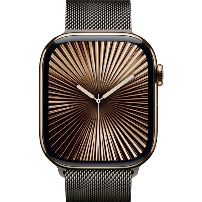 Apple Watch Series 10 (Cellular + GPS) - 64GB - Gold Titanium Case with Slate Milanese Loop Band by Apple - Refurbished - Excellent condition - CA$786.99