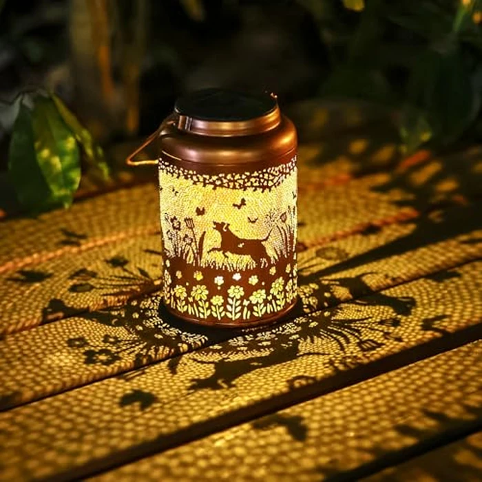 Mothers Day Gifts Dog Solar Lanterns Outdoor Waterproof Garden Decor Solar Lights Gifts for Women Men Mom Hanging Lantern LED Light Metal Dog Decoration Outside for Yard,Lawn,Porch,Patio,Tabletop by WACLSTDAY - Used - Like New condition - US$14.07