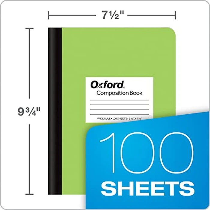 Oxford Composition Notebooks, 6 Pack, Cover Colors Vary, Wide Ruled Paper, 9-3/4 x 7-1/2 Inch School Journals, Assorted Pastel Covers, 100 Sheets, per Book (63759) by Oxford - Image 2
