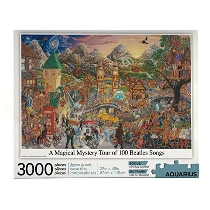 AQUARIUS Beatles 3000 Piece Jigsaw Puzzle for Adults - Magical Mystery Tour with 100 Hidden Songs 32"x45" Beatle Music Merchandise Gift by AQUARIUS - Used - Like New condition - US$26.89