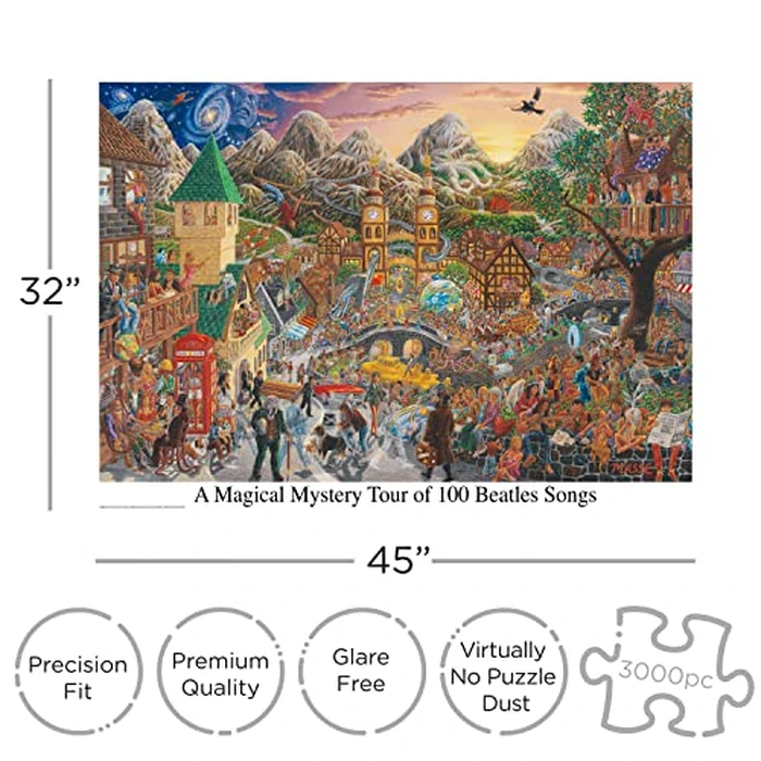 AQUARIUS Beatles 3000 Piece Jigsaw Puzzle for Adults - Magical Mystery Tour with 100 Hidden Songs 32"x45" Beatle Music Merchandise Gift by AQUARIUS - Image 2
