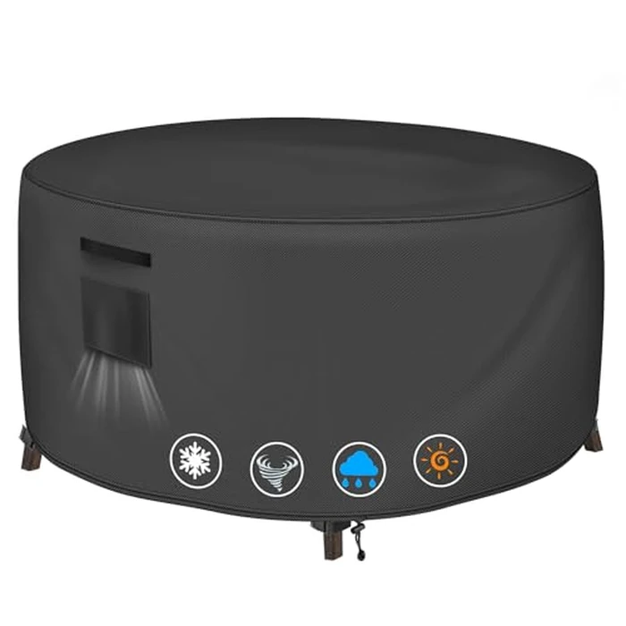 Round Patio Table Cover, Outdoor Table Covers Waterproof, UV Resistant Outdoor Lawn Patio Furniture Covers, 36" DIA x 28" H by TOHONFOO - Used - Very Good condition - US$14.89