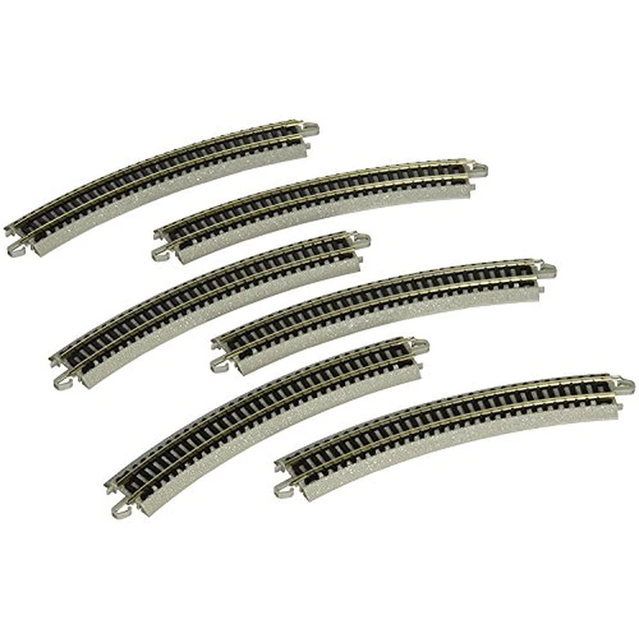 Bachmann Trains - Snap-Fit E-Z TRACK 11.25” RADIUS CURVED TRACK (6/card) - NICKEL SILVER Rail With Grey Roadbed - N Scale, 8 by Bachmann - Used - Like New condition