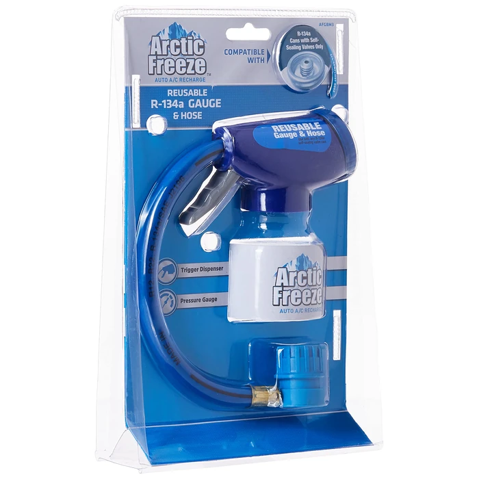 A/C Pro Arctic Freeze Car Air Conditioner Refrigerant Gauge and Hose, Reusable AC Recharge Kit Compatible with R-134A Cans with Self Sealing Valves, A/C Pro by A/C Pro - Image 1