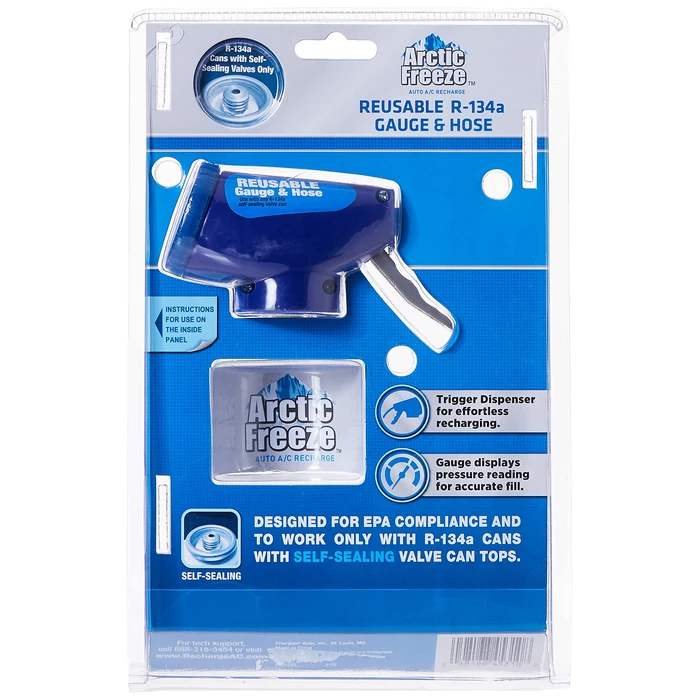 A/C Pro Arctic Freeze Car Air Conditioner Refrigerant Gauge and Hose, Reusable AC Recharge Kit Compatible with R-134A Cans with Self Sealing Valves, A/C Pro by A/C Pro - Image 3