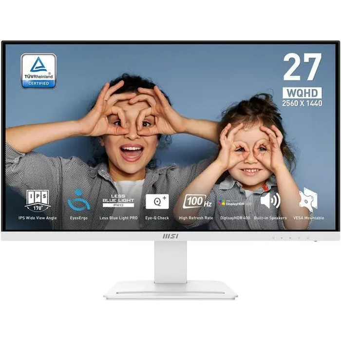 MSI 27" QHD 2K 1440P 100Hz IPS with Adaptive Sync 1ms HDR400 Built-in Speakers white color computer monitor for both work and casual gaming PRO by MSI - Image 2