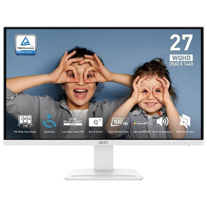 MSI 27" QHD 2K 1440P 100Hz IPS with Adaptive Sync 1ms HDR400 Built-in Speakers white color computer monitor for both work and casual gaming PRO by MSI - Image 1