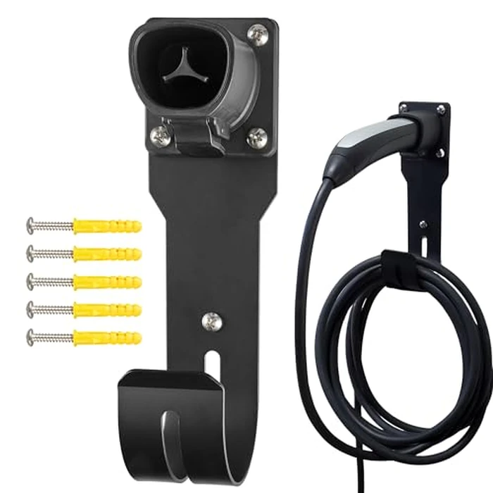MECMO for Tesla Charger Holder - Wall Mount Dock & J-Hook for Model 3/Y/X/S, Heavy Duty Steel EV Charging Cord Hanger Compatible with NACS Connector by MECMO - Image 1