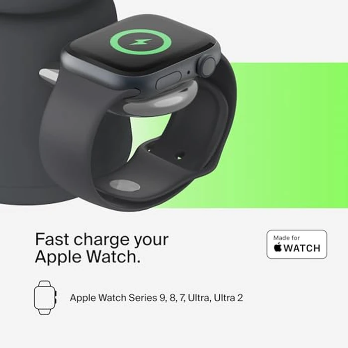 Belkin 2-in-1 Qi2 Wireless Charging Dock 15W Fast Charge iPhone Charger Compatible with iPhone 17, 16, 15, 14, and 13 Series, AirPods, and Other Qi2 Enabled Devices, Includes Power Supply - Black by Belkin - Image 3