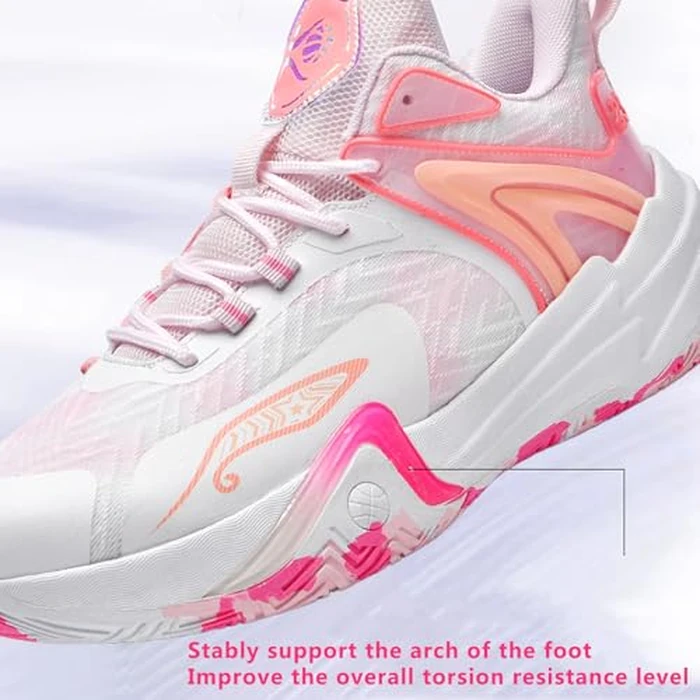ZHNSHM Basketball Shoes for Women Fashion High Top Athletic Sneakers Lightweight Volleyball Shoes Walking Running Outdoor Sport Shoes Pink by ZHNSHM - Image 6