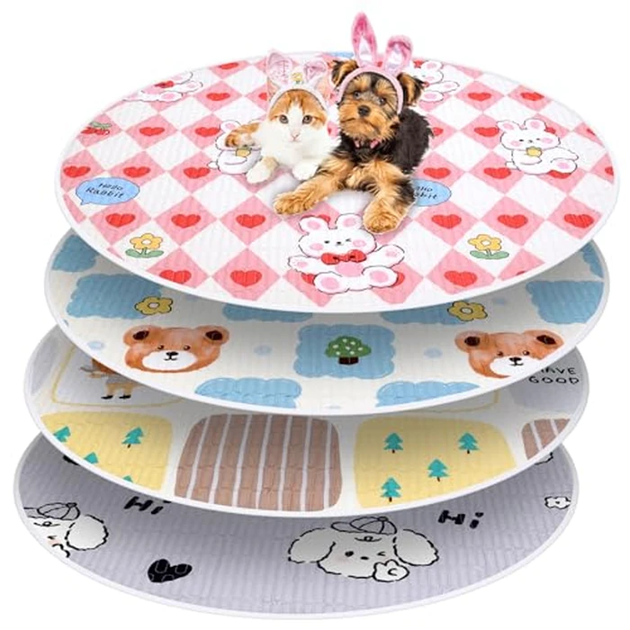 OPEYATOYS 4 Pack 32" Round Whelping Pads for Dogs,Waterproof Round Whelping Pads,Reusable Pet Pee Pads Washable Puppy Training Pad Whelping Floor Pad Whelping Box Supplies for Dogs (32", Round) by OPEYATOYS - Used - Like New condition - US$29.65