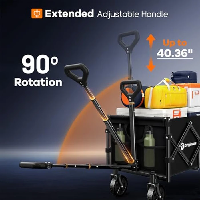 Originsure Collapsible Wagon Cart Foldable - Portable Heavy Duty Folding Beach Wagons with Wheels - Outdoor Utility Carts for Groceries, Shopping, Camping, Sports, Garden with Large Capacity - Black by Originsure - Image 6