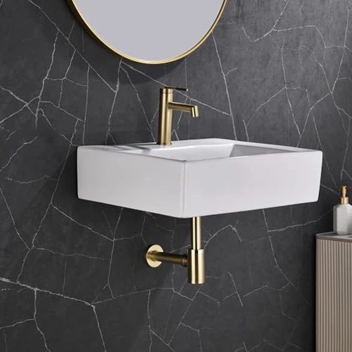 GORDEE Bathroom Sink Stopper P-Trap Complete Set Adjustable 1-1/4 Bottle Trap Solid Brass Sink Drain Kit Tube and Pop Up Drain Stopper Set Without Overflow, Brushed Gold by GORDEE - Image 2