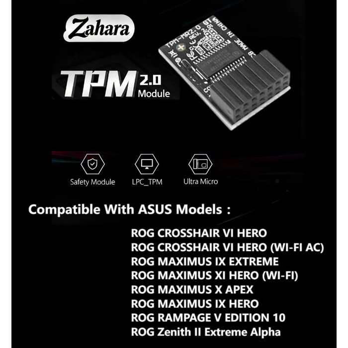 TPM-M R2.0 Module LPC 14pin-1 with SLB9665 Replacement for ASUS ROG Motherboard Crosshair VI Hero/Maximus IX Extreme/Rampage V Edition 10 / Zenith II Extreme Alpha/Maximus X APEX TPM2.0 by Zahara - Image 2