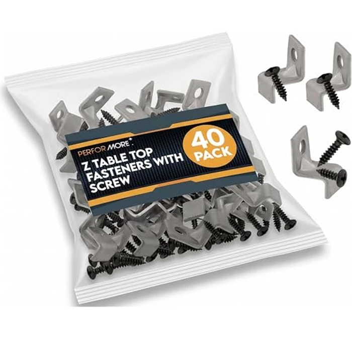 40 Pack Z Table Top Fasteners with Screws, Heavy Duty Z Table Top Fasteners Solid Steel with Black Screws for Woodworking Projects (Include 40 Clips and 40 Screws) by Performore - Used - Like New condition - US$12.02