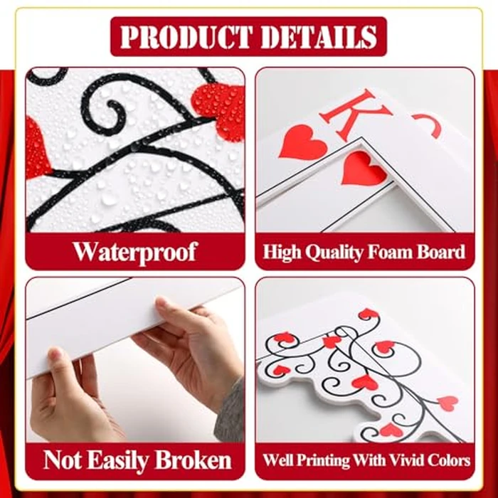 Casino Night Party Decorations Queen and King of Hearts Playing Card Frames Las Vegas Photo Booth Prop for Poker Night Good Luck Party Carnival Birthday Photo Props Decorations 22.4 x 16.9 Inches by party greeting - Image 3
