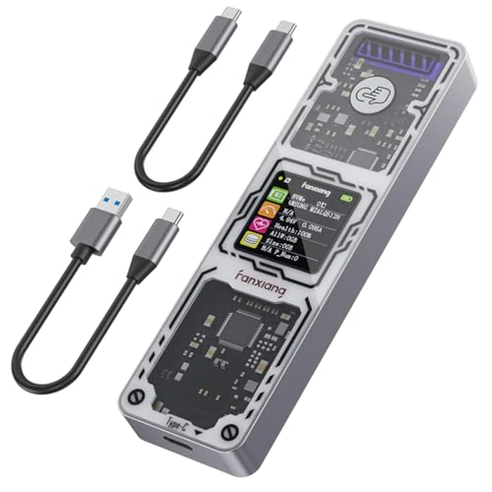 fanxiang SSD Enclosure, USB 3.2 Gen 2 (10 Gbps), M.2 NVME/SATA SSD Enclosure, USB Adapter/Reader, Solid State Drive External Enclosure, Supports M and B+M Keys and Size 2230/2242/2280 SSDs, MD86 by fanxiang - Image 1