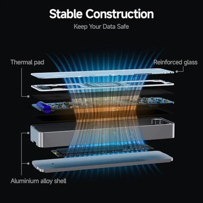 fanxiang SSD Enclosure, USB 3.2 Gen 2 (10 Gbps), M.2 NVME/SATA SSD Enclosure, USB Adapter/Reader, Solid State Drive External Enclosure, Supports M and B+M Keys and Size 2230/2242/2280 SSDs, MD86 by fanxiang - Image 4