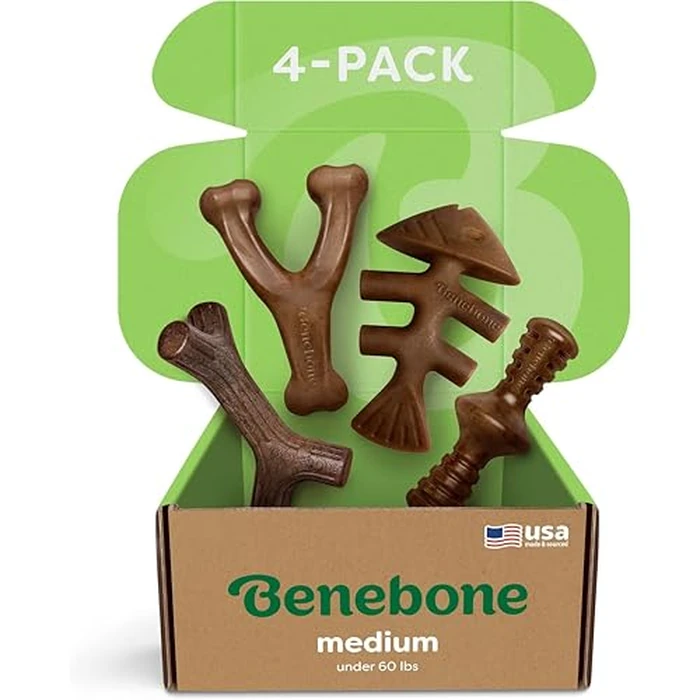 Benebone Medium 4-Pack Dog Toys for Aggressive Chewers - Durable Dog Bones, Made in USA - Dog Toys for Medium Dogs Under 60 lbs by Benebone - Image 2