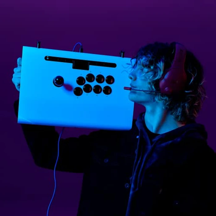 Victrix Pro FS Playstation Esports Fight Stick for PS4, PS5, PC, Durable Aluminum, Sanwa Denshi Buttons, Ergonomic Wrist Slope, Detachable Joystick, Tournament Grade for Fighting Games (White) by PDP - Image 2