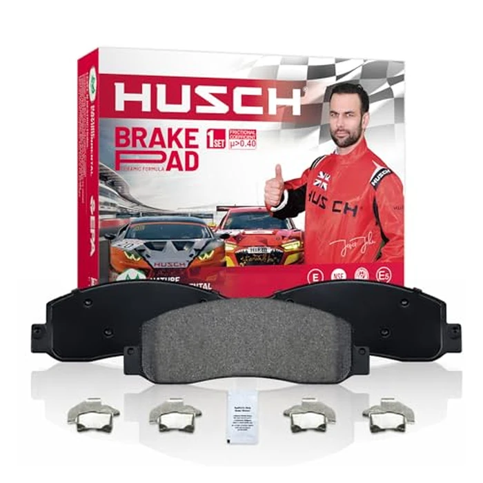 HUSCH D632 Front Ceramic Brake Pads Kit Fit For Ford Bronco 1994-1996, For E-150 2003, For E-150 Club Wagon 2023, For E-150 Econoline 1994-2002, For E-150 Econoline Club Wagon 1994-2002 by HUSCH - Image 1