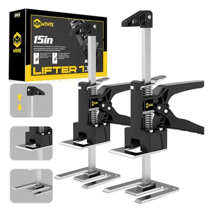 Mtnte Labor Saving Arm Jack Handle 15 in Furniture Jack Drywall Lift for Wall Tile Locator, Multi Function Height Adjustment, Door Panel, Lever Arm Tool Board Weight 365lb, Lift Range 9.8In by Mtnte - Used - Very Good condition