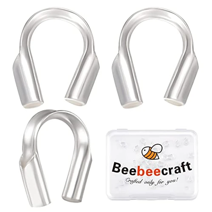Beebeecraft 40Pcs 925 Sterling Silver Wire Guardian U Shape Wire Guard Loops 0.6mm Thread Protector for Jewelry Making Earring Bracelet Necklaces by Beebeecraft - Used - Like New condition