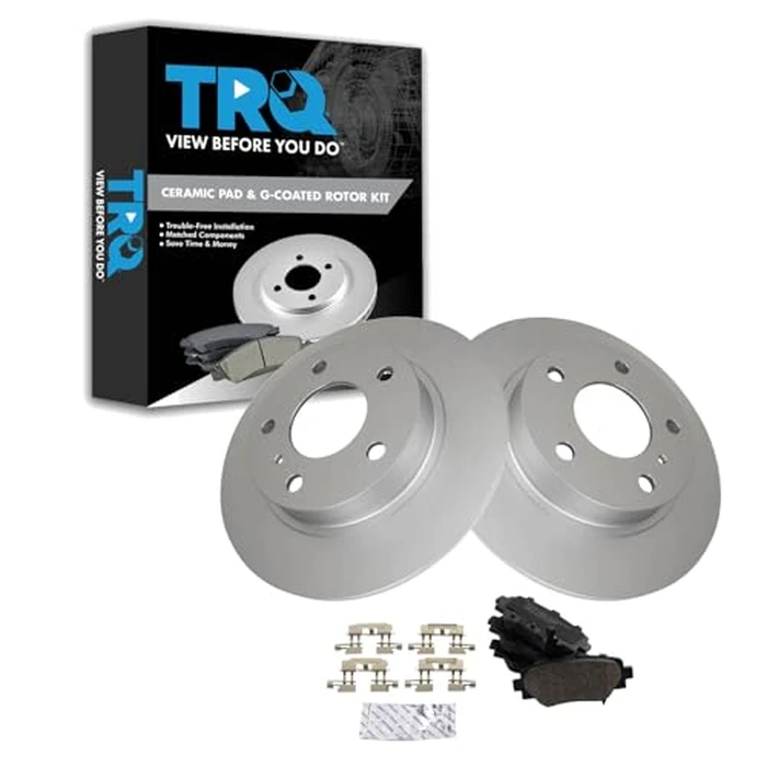 TRQ Rear Ceramic Brake Pad and Rotor Set Coated Compatible with 2015-2016 Mazda 3 2014 Mazda 3 Japan Built Models 1st VIN Digit J by TRQ - Used - Like New condition - US$77.74