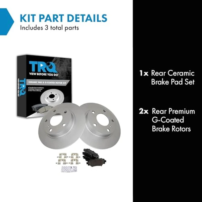TRQ Rear Ceramic Brake Pad and Rotor Set Coated Compatible with 2015-2016 Mazda 3 2014 Mazda 3 Japan Built Models 1st VIN Digit J by TRQ - Image 2